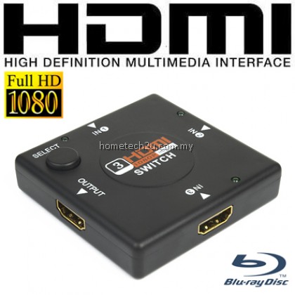 Mini 3 Port 1080P Video HDMI Switch Switcher Splitter for HDTV DVD PS3